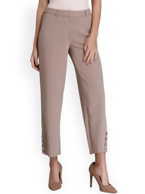 

Vero Moda Women Taupe Regular Fit Solid Regular Trousers