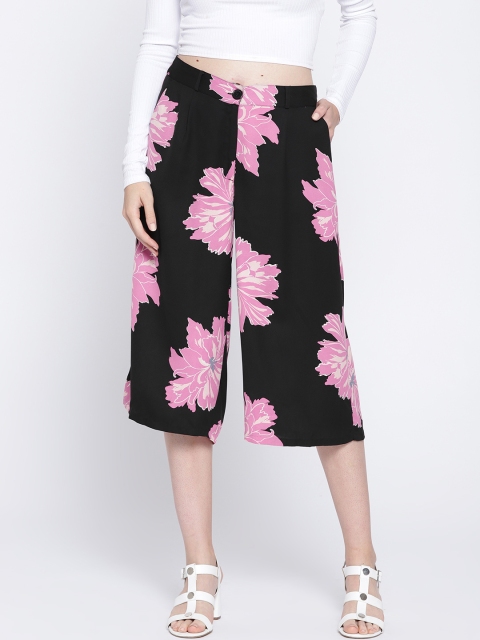 

Vero Moda Women Black & Pink Regular Fit Printed Culottes