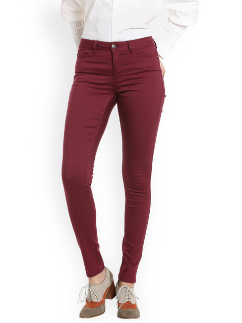 

Vero Moda Women Burgundy Slim Fit Mid-Rise Clean Look Jeans
