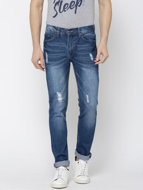 

American Crew Men Blue Straight Fit Mid-Rise Mildly Distressed Jeans