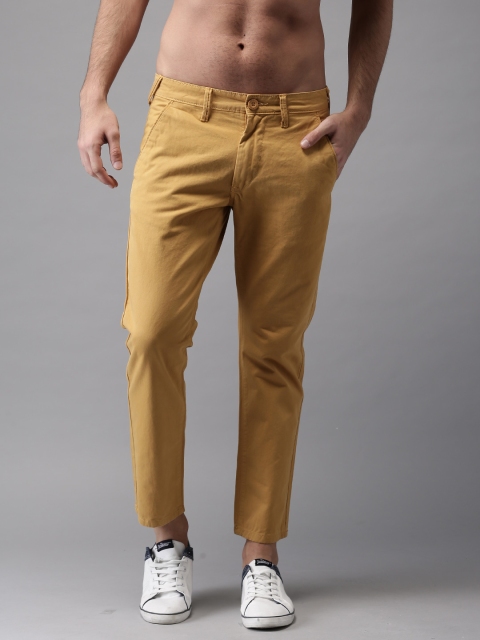 

HERE&NOW Men Khaki Slim Fit Solid Cropped Chinos
