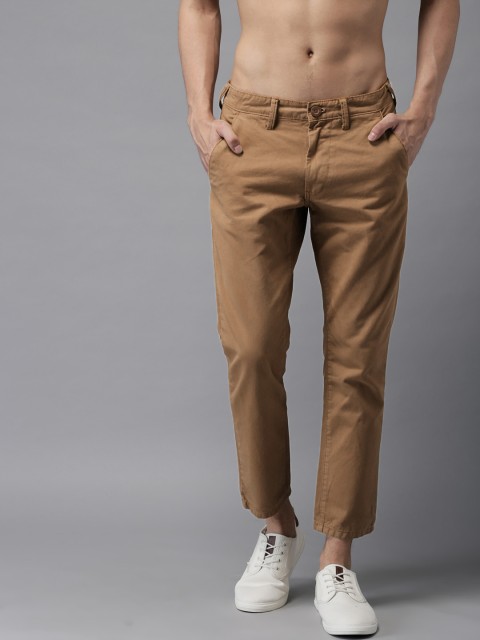

HERE&NOW Men Brown Slim Fit Solid Cropped Chinos