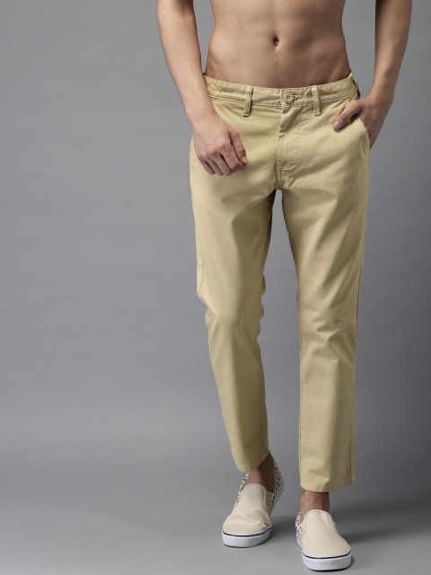

HERE&NOW Men Beige Slim Fit Solid Cropped Chinos