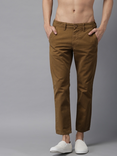 

HERE&NOW Men Brown Slim Fit Solid Cropped Chinos