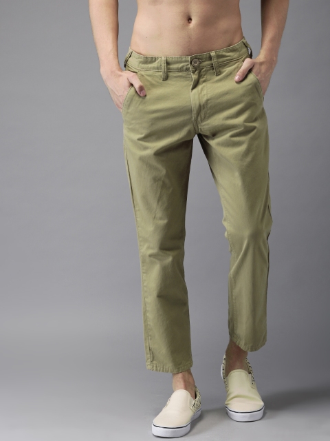 

HERE&NOW Men Khaki Slim Fit Solid Cropped Chinos