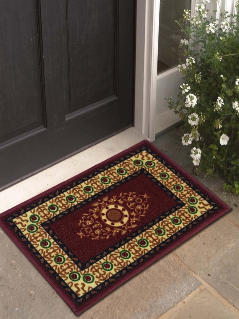 

Athom Trendz Set of 3 Brown & Maroon Printed Rectangular Anti-Skid Doormat