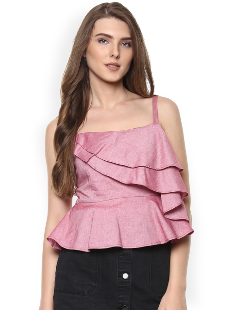 

WoowZerz Women Pink Solid Peplum Top