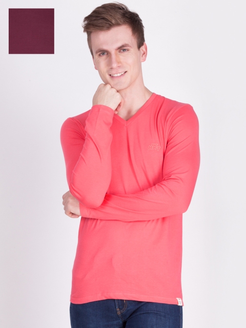 

Force NXT Men Solid pack of 2 V-Neck Neck T-shirt, Burgundy