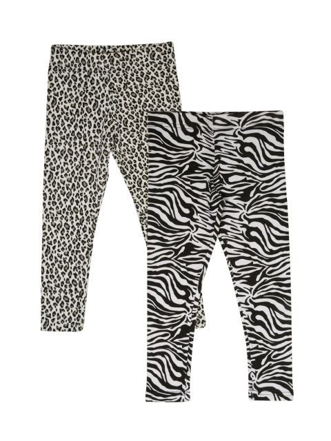 

Lil Orchids Girls Pack of 2 Printed Ankle-Length Leggings, Black
