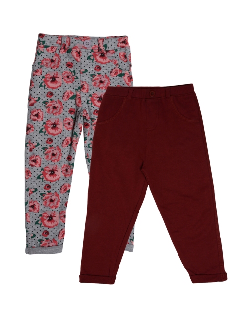 

Lil Orchids Girls Pack of 2 Printed Ankle-Length Jeggings, Maroon