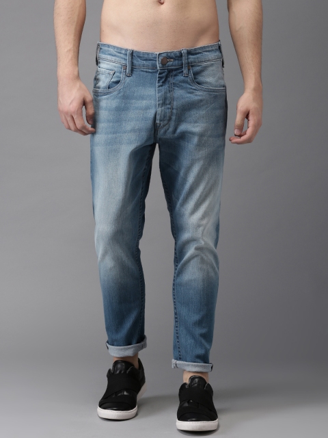 

HERE&NOW Men Blue Slim Fit Cropped Mid-Rise Clean Look Stretchable Jeans