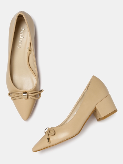 

DressBerry Women Cream-Coloured Solid Block Heels