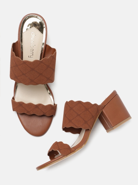 

DressBerry Women Brown Solid Mules