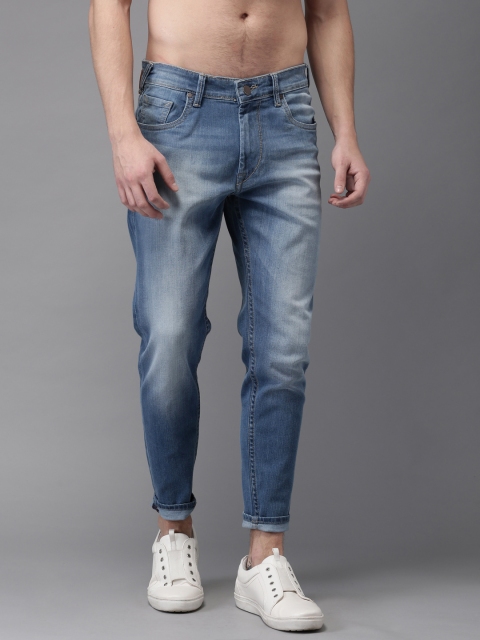 

HERE&NOW Men Blue Slim Fit Cropped Mid-Rise Clean Look Stretchable Jeans