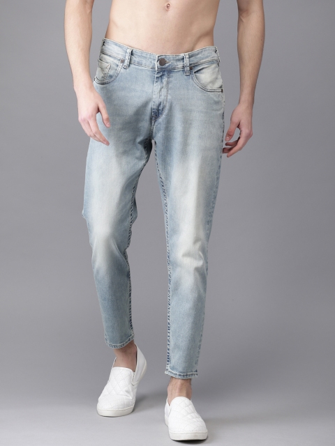 

HERE&NOW Men Blue Slim Fit Cropped Mid-Rise Clean Look Stretchable Jeans