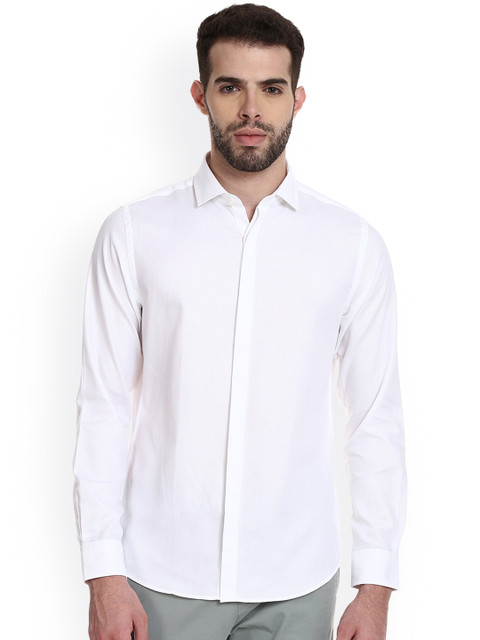 

United Colors of Benetton Men White Slim Fit Self Design Casual Shirt