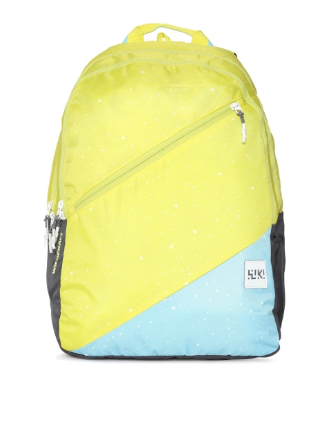 

Wildcraft Wiki 3 Spray Unisex Yellow & Sea Green Colourblocked Backpack