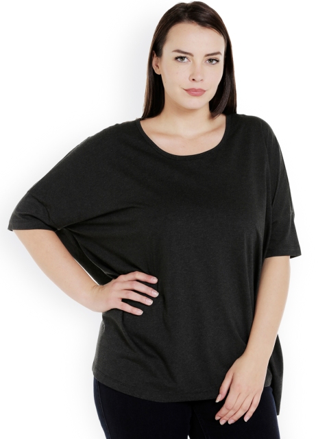 

JUNAROSE Plus Size Women Charcoal Grey Solid Top