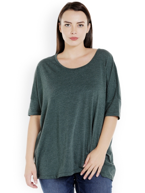 

JUNAROSE Plus Size Women Green Solid Top