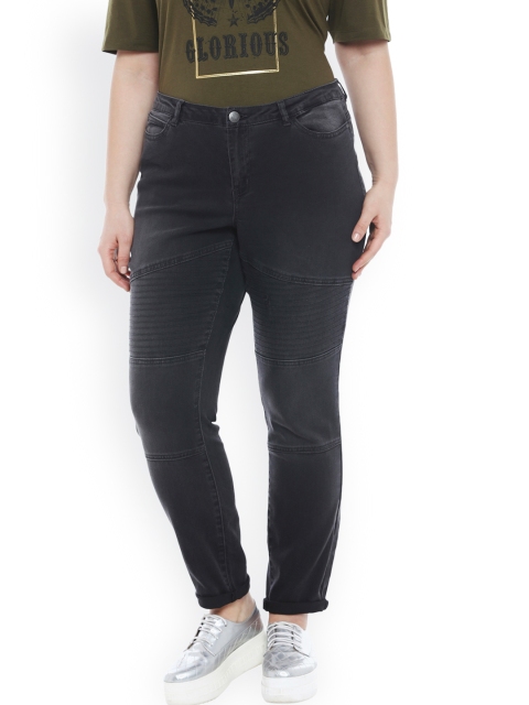 

JUNAROSE Plus Size Women Charcoal Grey Slim Fit Mid-Rise Clean Look Stretchable Jeans