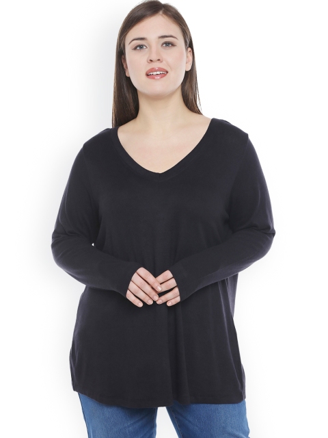 

JUNAROSE Plus Size Women Black Solid Top