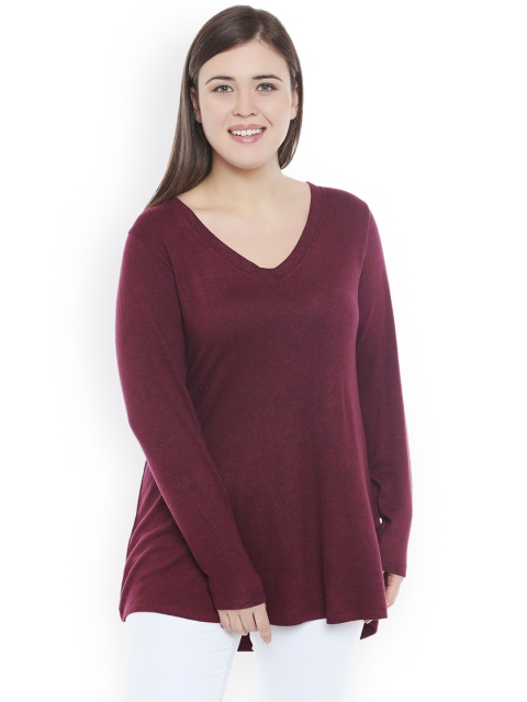 

JUNAROSE Plus Size Women Maroon Solid Top