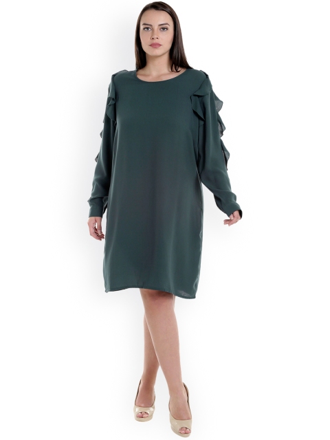 

JUNAROSE Plus Size Women Green Solid A-Line Dress