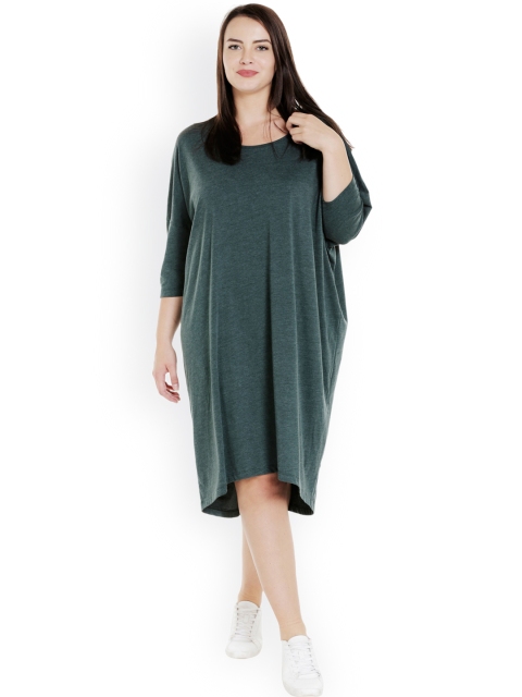 

JUNAROSE Plus Size Women Green Solid T-shirt Dress