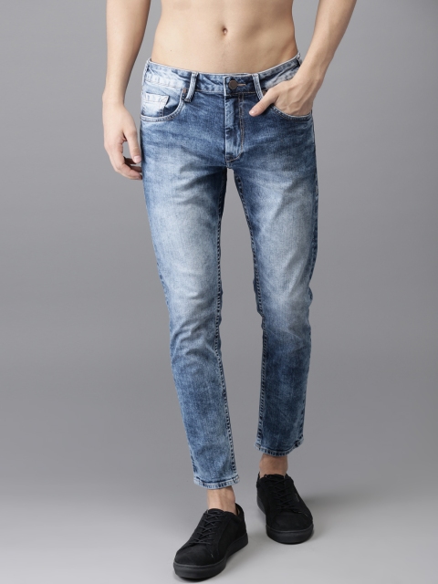 

HERE&NOW Men Blue Tapered Fit Ankle Length Mid-Rise Clean Look Stretchable Jeans