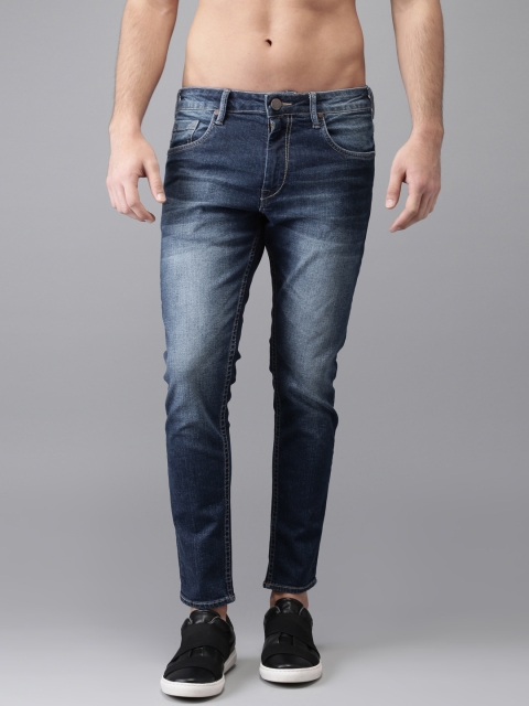 

HERE&NOW Men Blue Slim Fit Mid-Rise Clean Look Cropped Stretchable Jeans