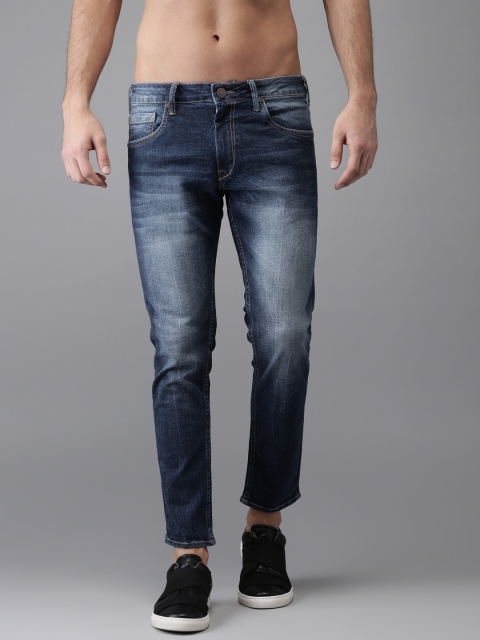 

HERE&NOW Men Blue Slim Fit Mid-Rise Clean Look Cropped Stretchable Jeans