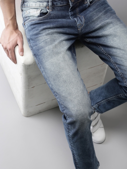 

HERE&NOW Men Blue Slim Fit Mid-Rise Clean Look Cropped Stretchable Jeans