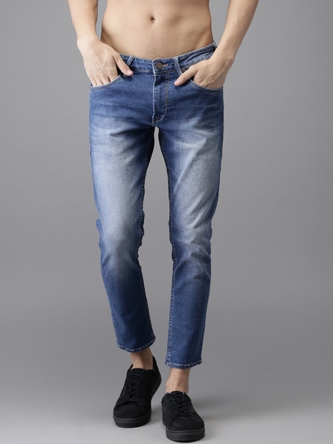 

HERE&NOW Men Blue Tapered Fit Cropped Mid-Rise Clean Look Stretchable Jeans