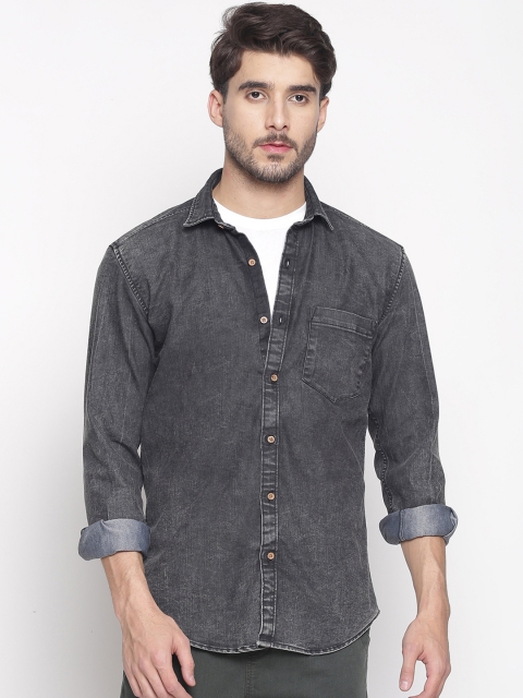 

IVOC Men Black Slim Fit Solid Casual Shirt