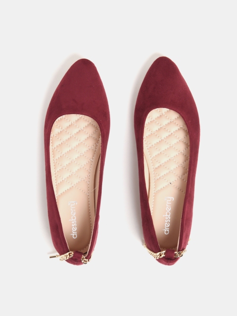 

DressBerry Women Maroon Solid Ballerinas