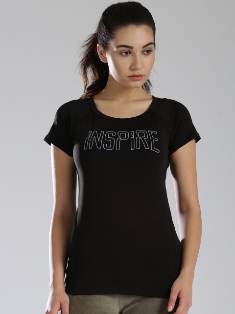 

Kappa Women Black Printed Round Neck T-shirt