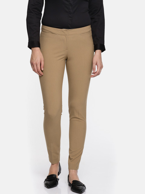 

Wills Lifestyle Women Beige Regular Fit Self Design Formal Trousers