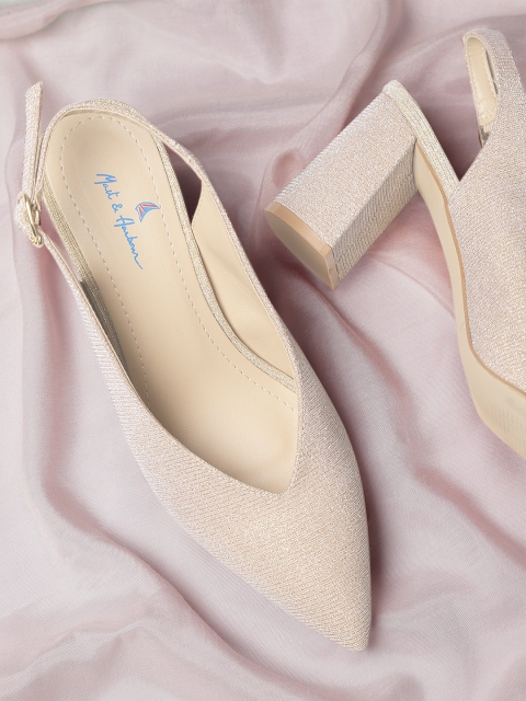 

Mast & Harbour Women Beige Shimmer Pumps