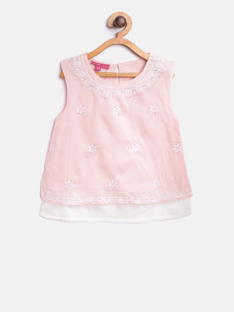 

Biba Girls Pink Embroidered Layered A-Line Top
