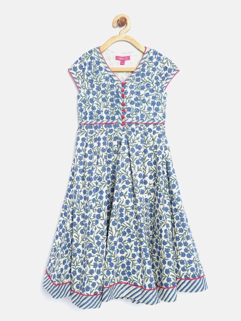 

Biba Girls Blue & Off-White Floral Print Maxi Dress