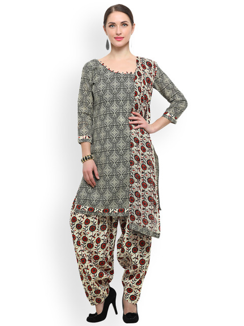 

Satrani Grey & Red Cotton Blend Unstitched Dress Material