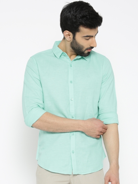 

United Colors of Benetton Men Sea Green Slim Fit Solid Casual Shirt