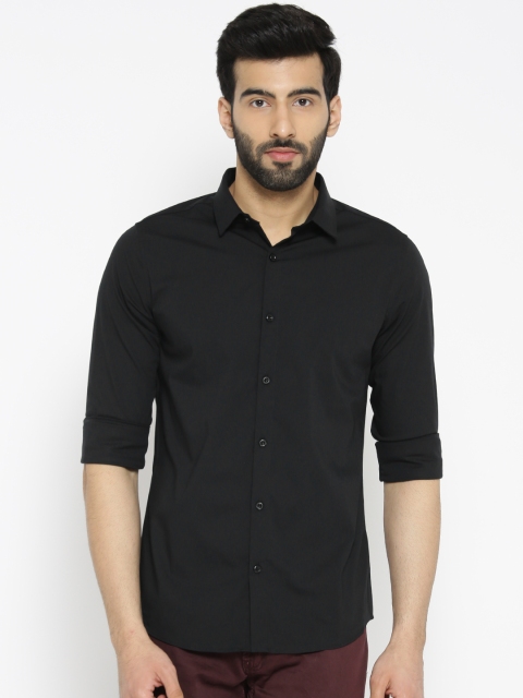 United Colors of Benetton Men Black Regular Fit Solid Casual Shirt