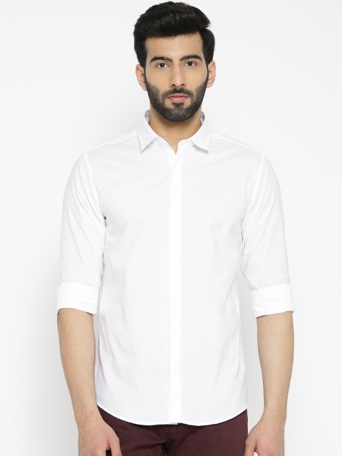 

United Colors of Benetton Men White Slim Fit Solid Casual Shirt