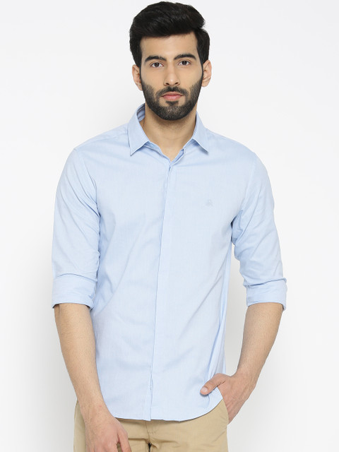 

United Colors of Benetton Men Blue Slim Fit Solid Casual Shirt