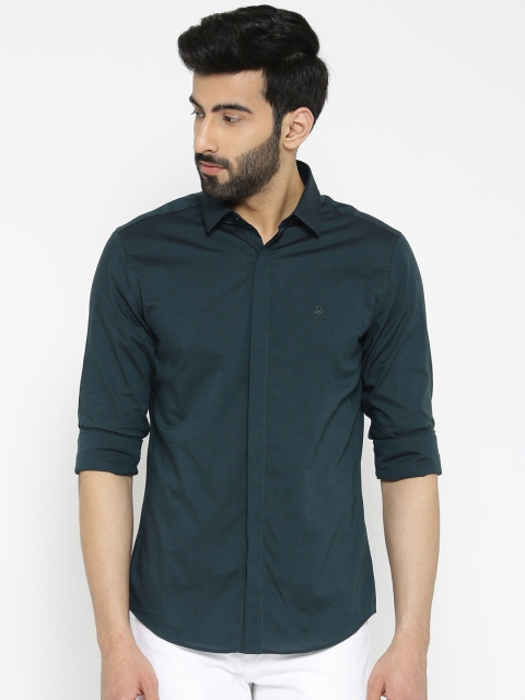 

United Colors of Benetton Men Green Slim Fit Solid Casual Shirt