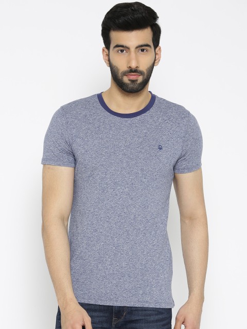 

United Colors of Benetton Men Blue Solid Round Neck T-shirt