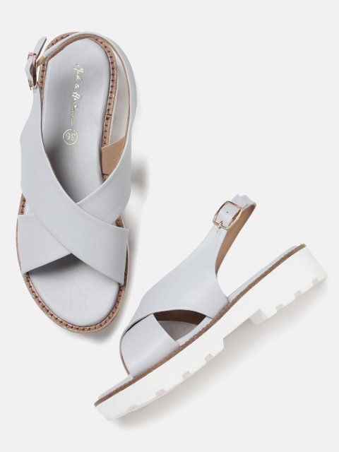 

Mast & Harbour Women Grey Solid Open Toe Flats