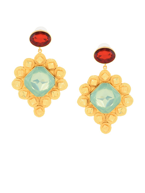 

DIVA WALK Gold-Toned & Red Contemporary Drop Earrings
