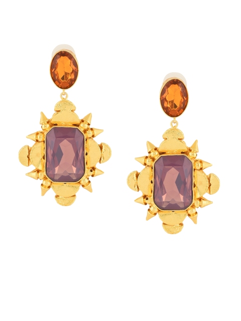 

DIVA WALK Gold-Toned Handcrafted Contemporary Drop Earrings